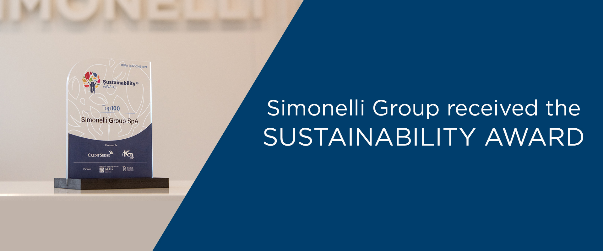 SIMONELLI GROUP RECEIVED THE “SUSTAINABILITY AWARD”