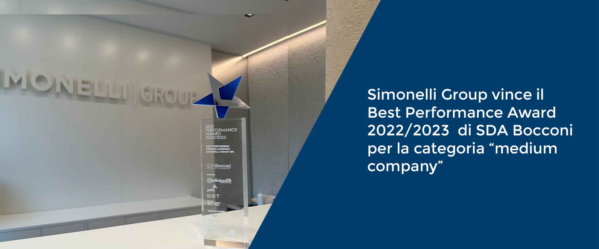 Simonelli Group vince il Best Performance Award 2022/2023  di SDA Bocconi per la categoria “medium company”