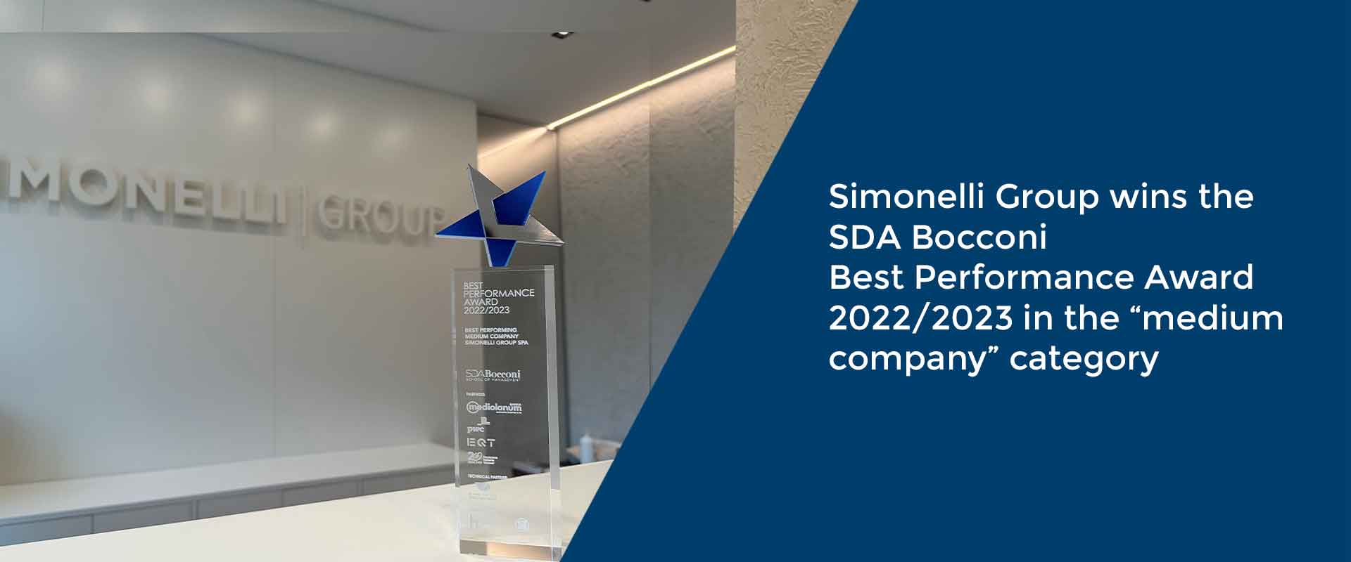 Simonelli Group wins the SDA Bocconi Best Performance Award 2022/2023 in the “medium company” category